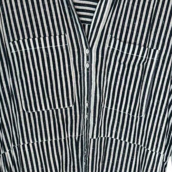 FREE PEOPLE Faded In The Morning Striped Linen Blend Shirt Dress SM - Picture 8 of 12